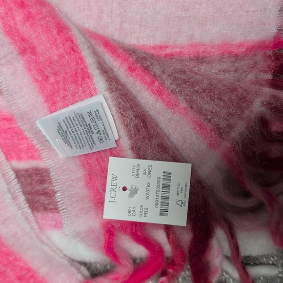 J. Crew Pink and White Striped Oversized Scarf NWT - Picture 3 of 6